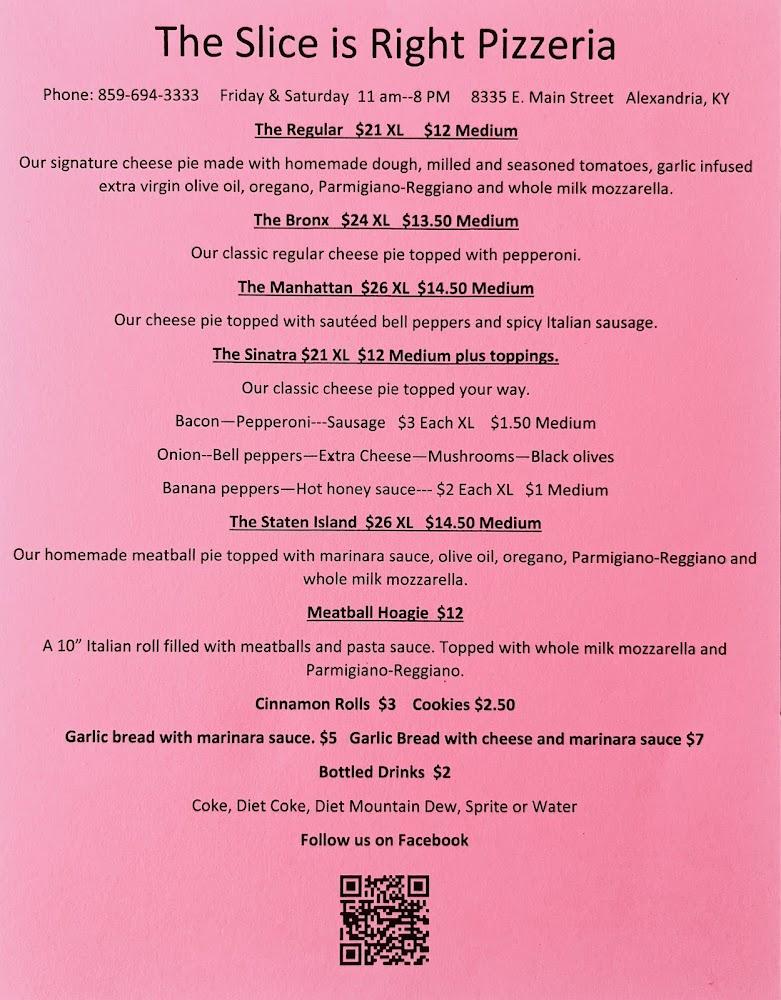 Slice Is Right Pizzeria Menu image 1